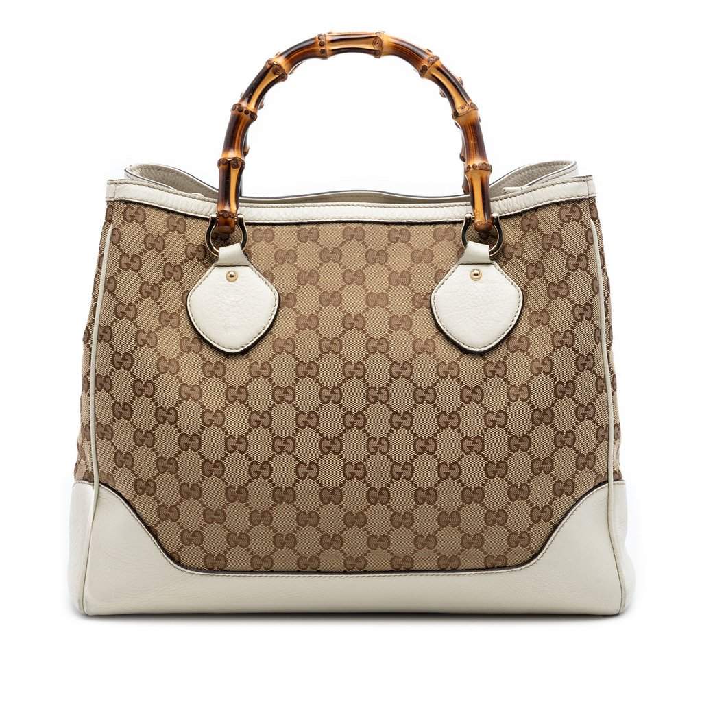 Gucci Medium GG Canvas Bamboo Diana Tote Beige Very good condition - Front View
