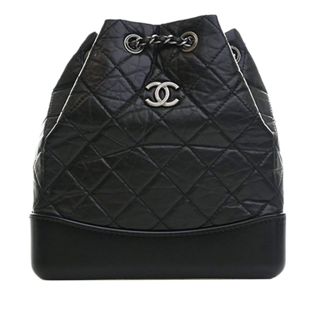 Chanel Small Quilted Aged Calfskin Gabrielle Backpack Black Leather Very good condition - Front View