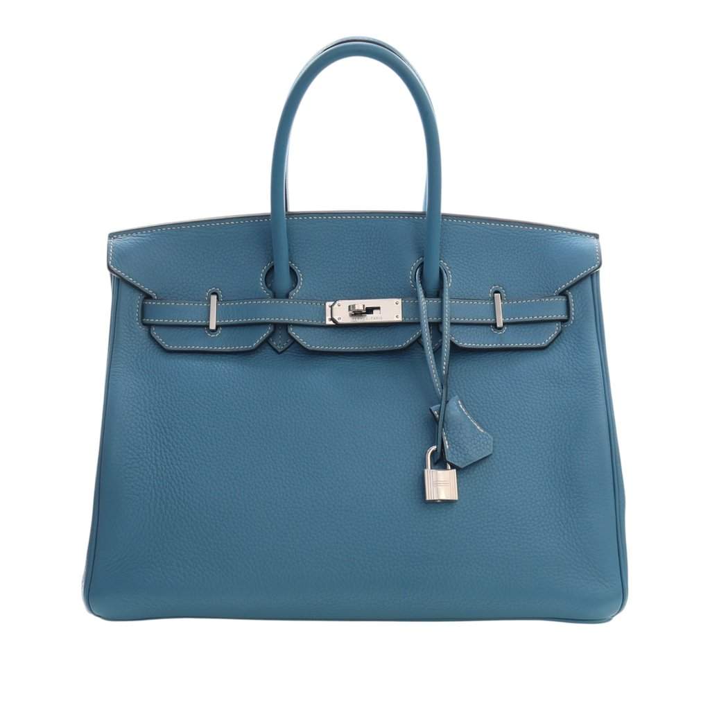 Hermès Togo Birkin Retourne 35 Blue Leather Very good - Front View