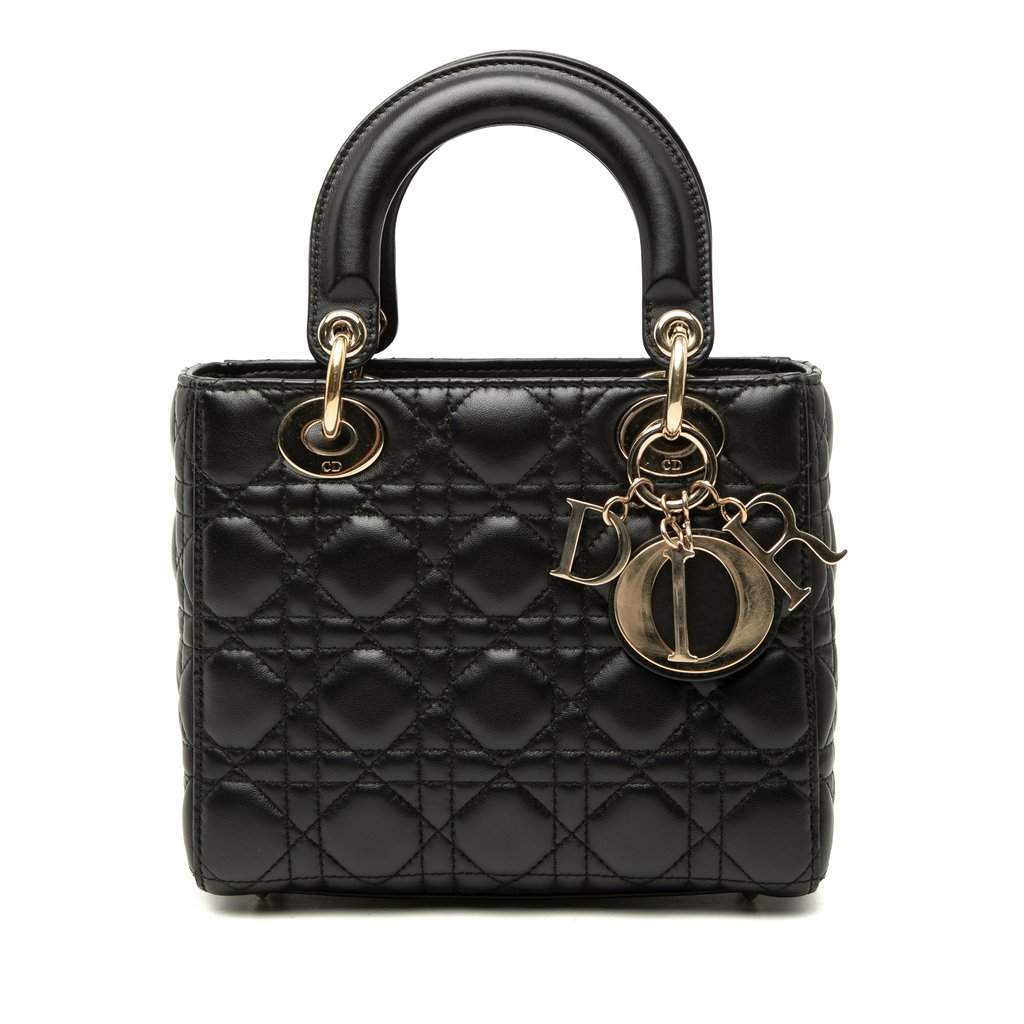 Dior Small Lambskin Cannage My ABCDior Lady Dior Black Leather Very good condition - Front View