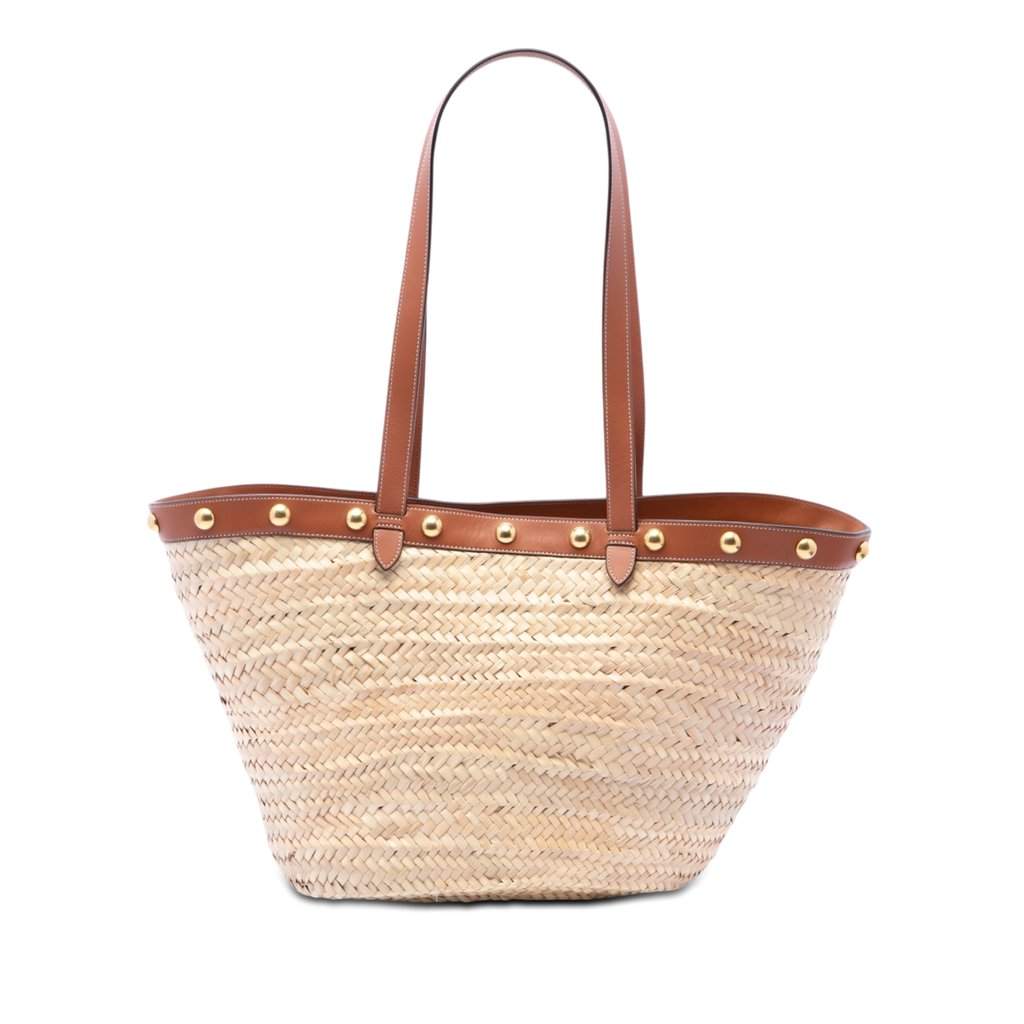 Celine Large Raffia Classic Studded Panier Tote Beige Very good condition - Front View