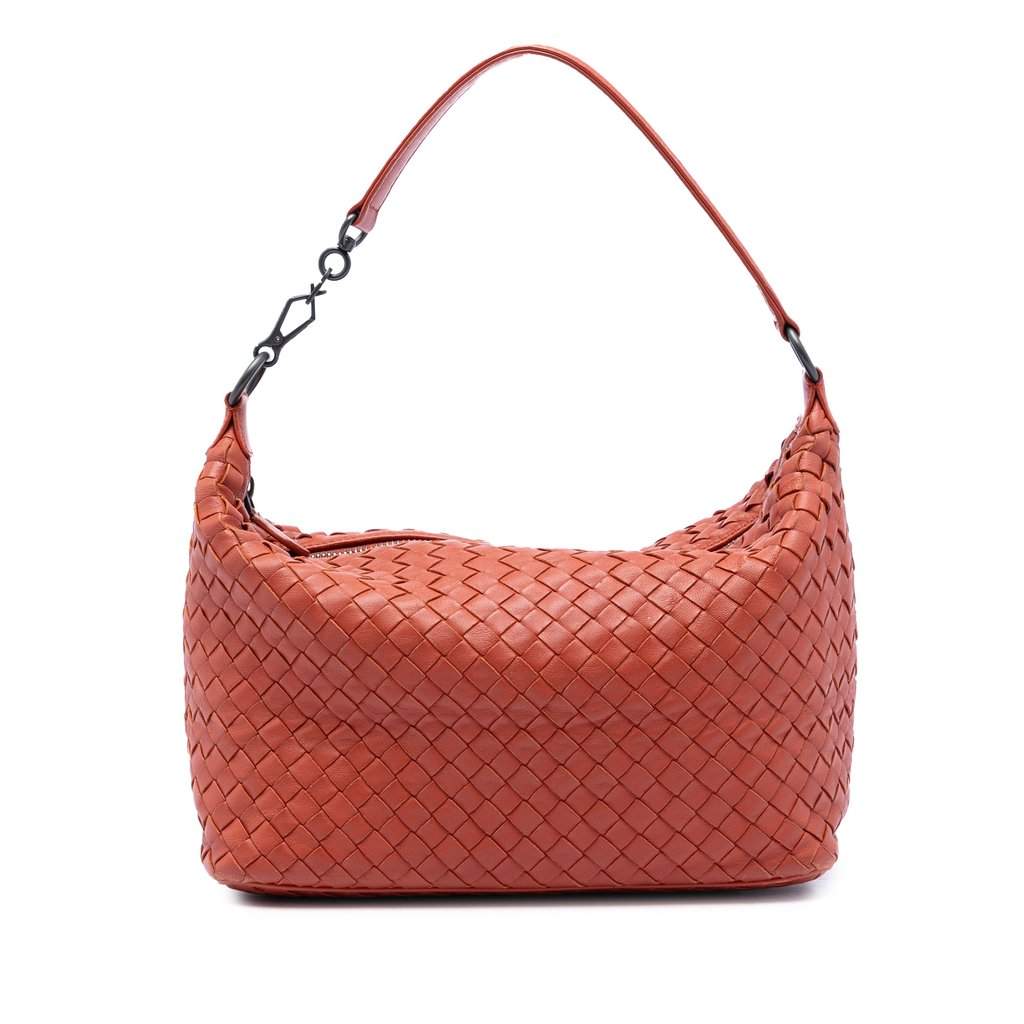 Bottega Veneta Nappa Intrecciato Shoulder Bag Brown Leather Very good condition - Front View