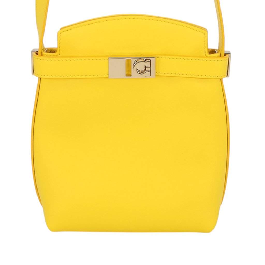 Salvatore Ferragamo Leather Gancini Hug Phone Holder Crossbody Yellow Leather Very good condition - Front View