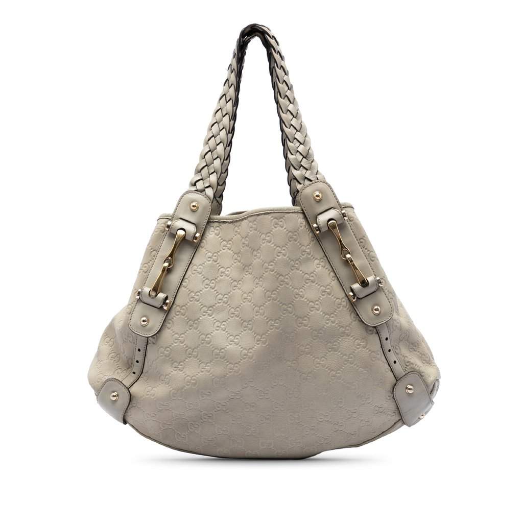 Gucci Guccissima Horsebit Pelham Shoulder Bag Beige Leather Very good condition - Front View