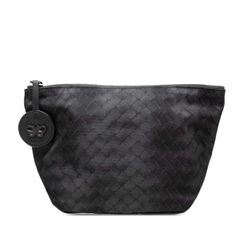 Bottega Veneta Nylon Intrecciomirage Pouch Black Very good - Front View