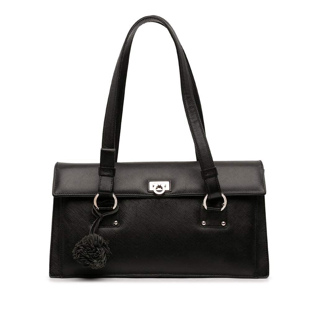 Salvatore Ferragamo Leather Gancini Shoulder Bag Black Leather Very good condition - Front View
