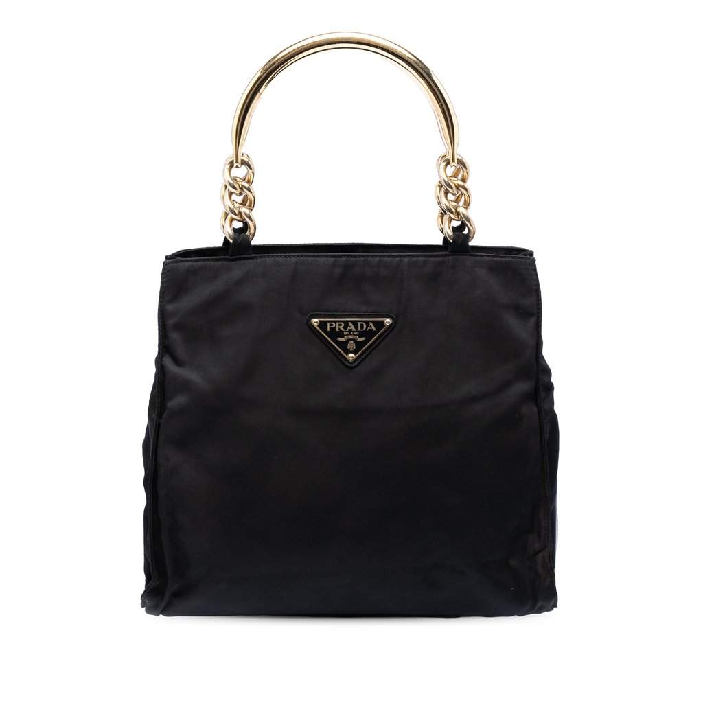 Prada Tessuto Metal Handle Bag Black Very good condition - Front View