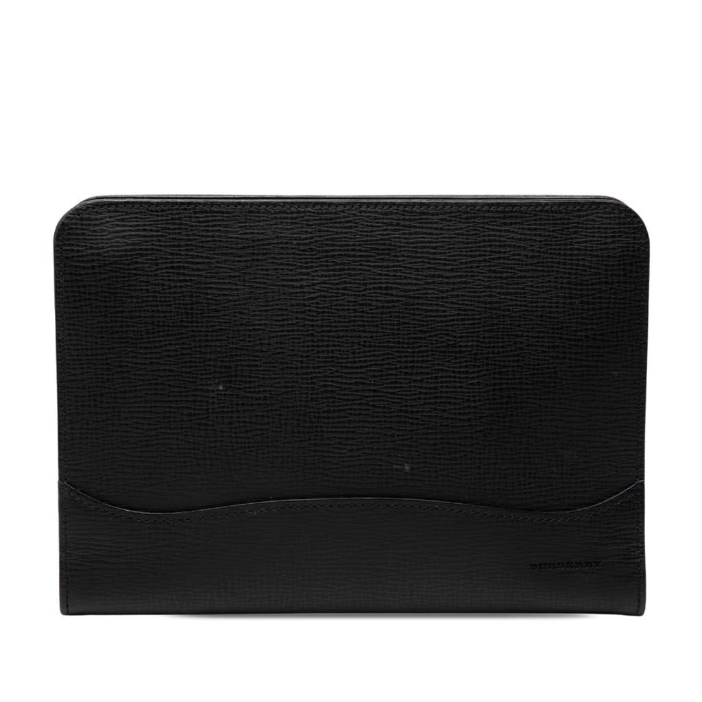 Burberry Calf Leather Clutch Black Leather Very good - Front View