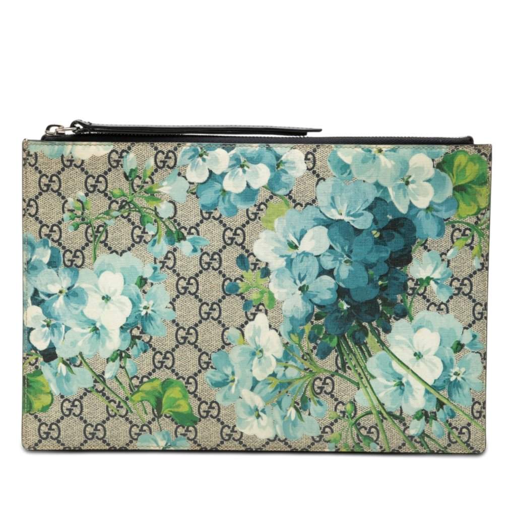 Gucci GG Supreme Blooms Clutch Beige Very good condition - Front View