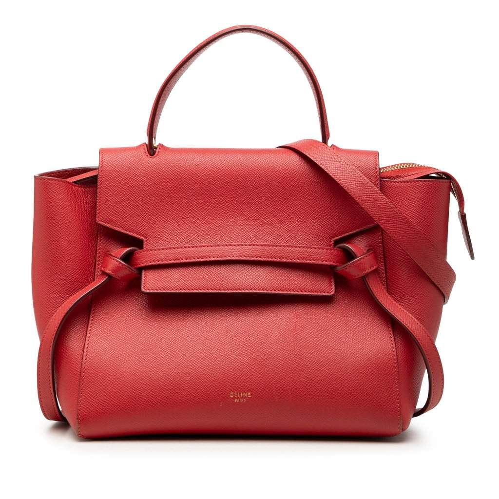 Celine Micro Grained Calfskin Belt Bag Red Leather Very good condition - Front View
