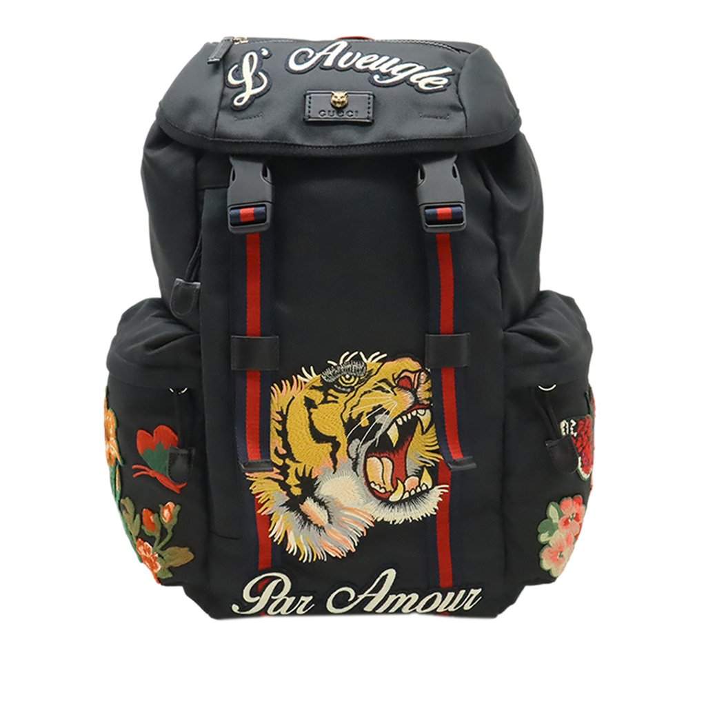 Gucci L'Aveugle Par Amour Techno Canvas Backpack Black Very good condition - Front View