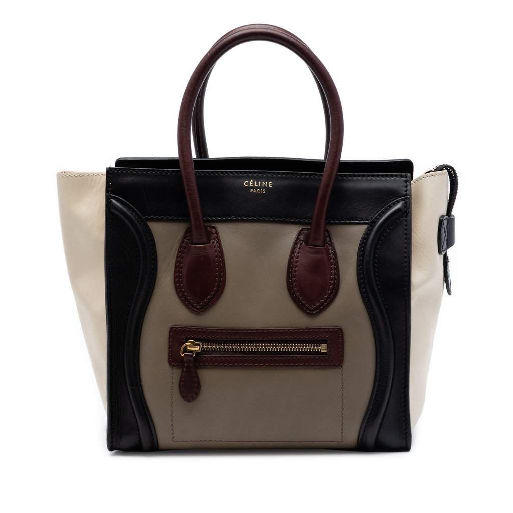 Celine Micro Tricolor Leather Luggage Tote Brown Leather Very good condition - Front View
