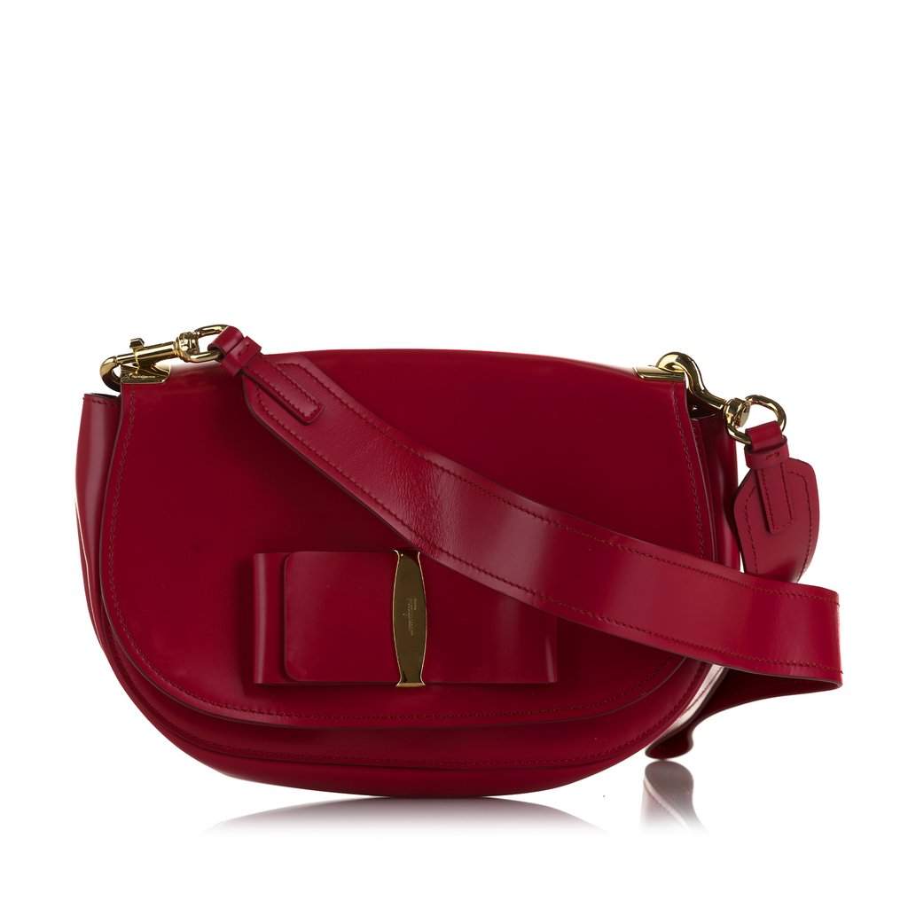 Salvatore Ferragamo Vara Shoulder Bag Red Leather Very good condition - Front View