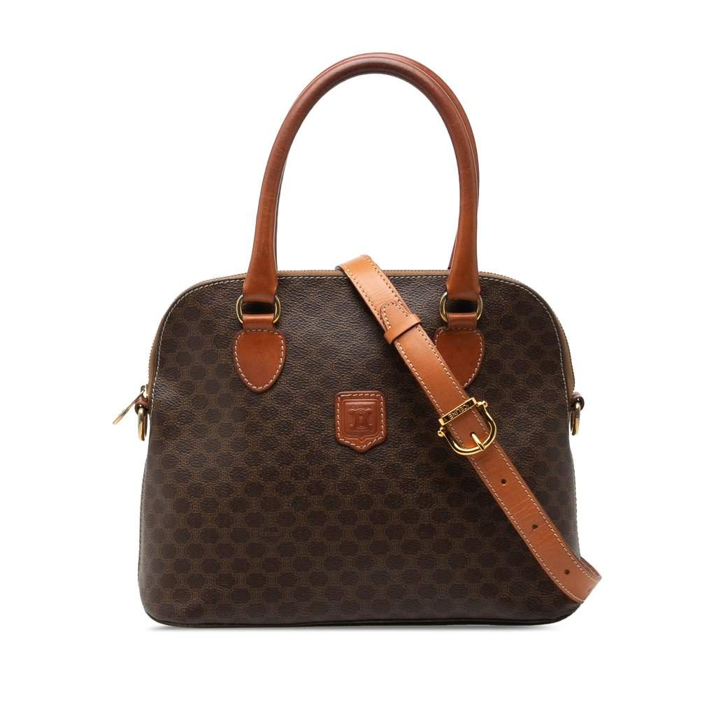 Celine Macadam Coated Canvas Dome Satchel Brown Very good - Front View