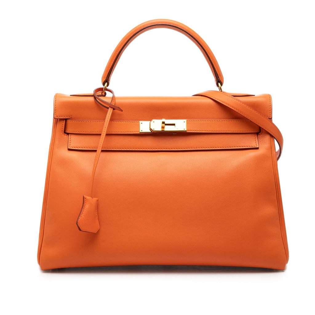 Hermès Gulliver Kelly Retourne 32 Orange Leather Good condition - Front View