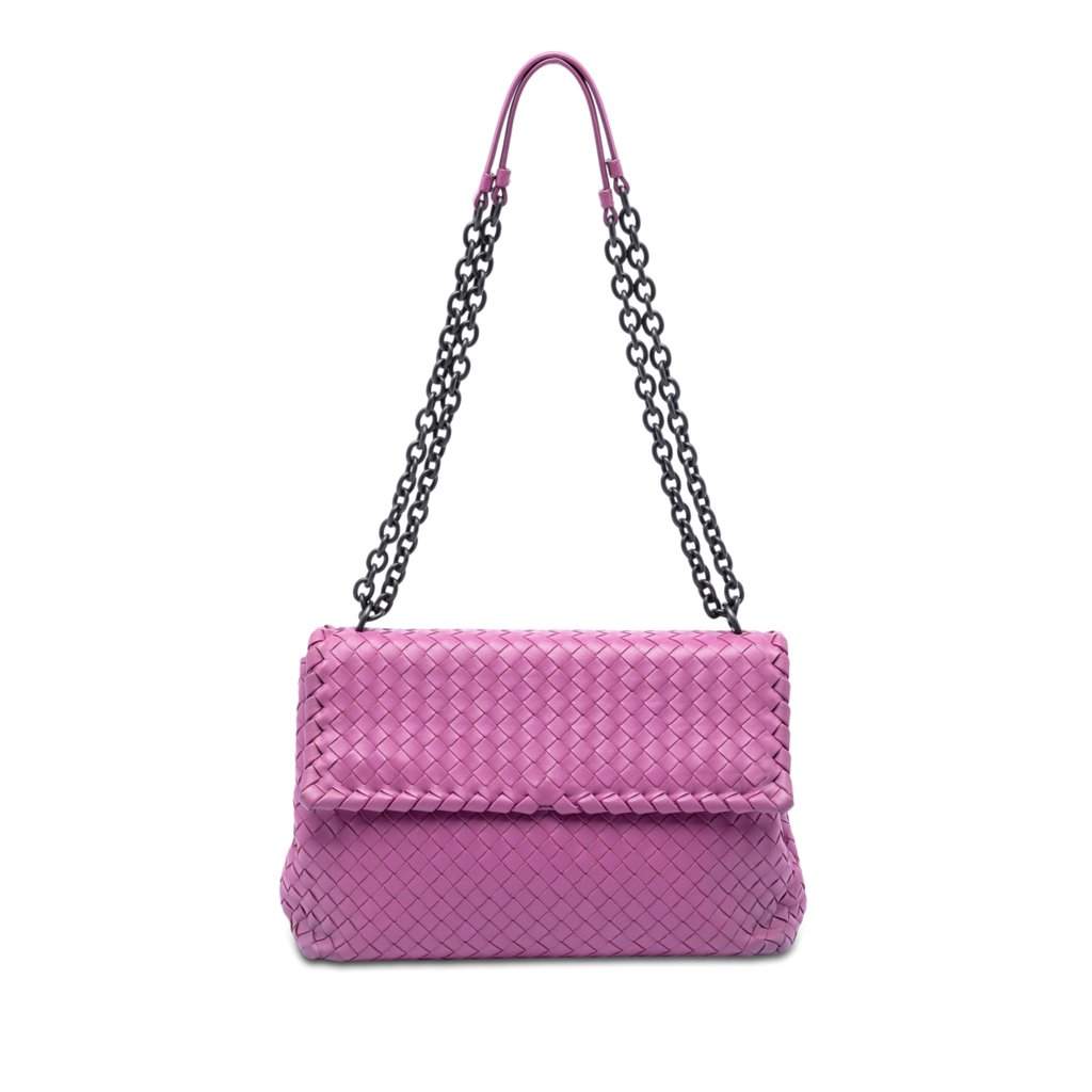 Bottega Veneta Medium Nappa Intrecciato Olimpia Shoulder Bag Purple Leather Very good condition - Front View