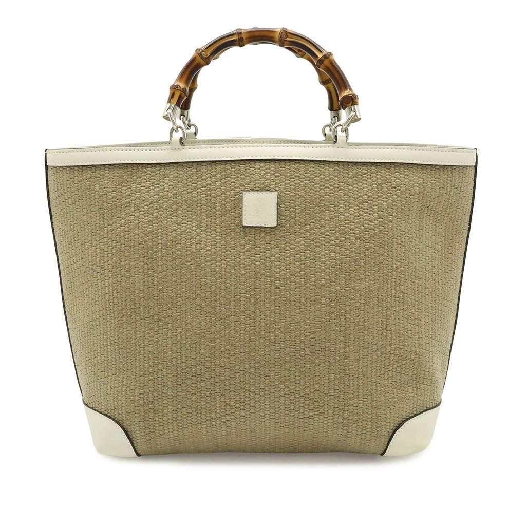 Gucci Raffia Bamboo Childrens Tote Brown Very good condition - Front View