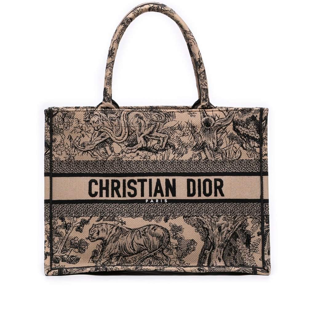 Dior Medium Canvas Embroidered Dioriviera Toile De Jouy Book Tote Black Very good - Front View