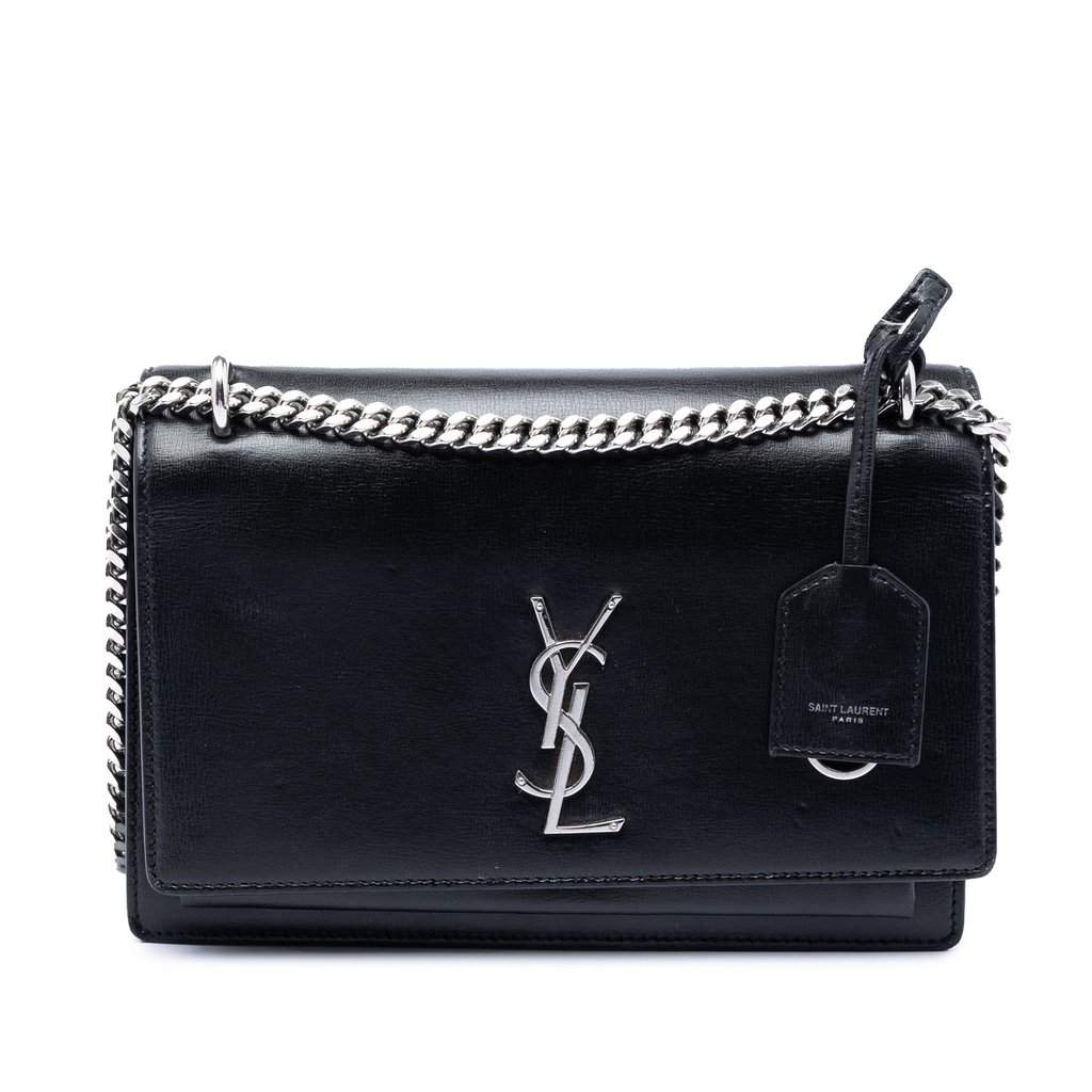 Saint Laurent Medium Calfskin Monogram Sunset Crossbody Black Leather Very good condition - Front View