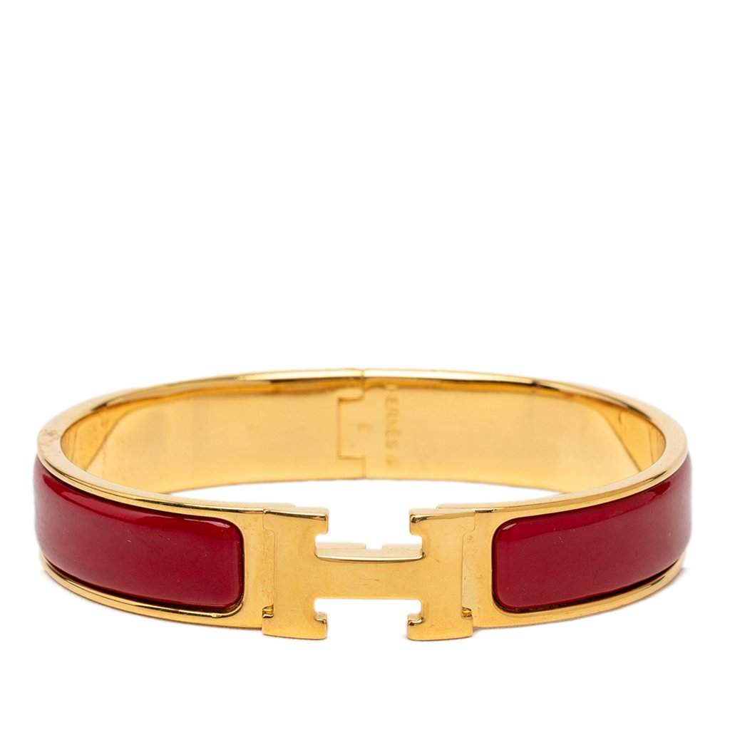 Hermès Narrow Enamel Clic H Bracelet PM Red Very good condition - Front View