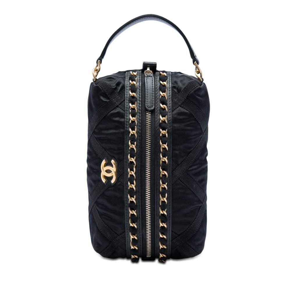 Chanel Nylon Grosgrain Lifestyle Pouch Black Very good - Front View
