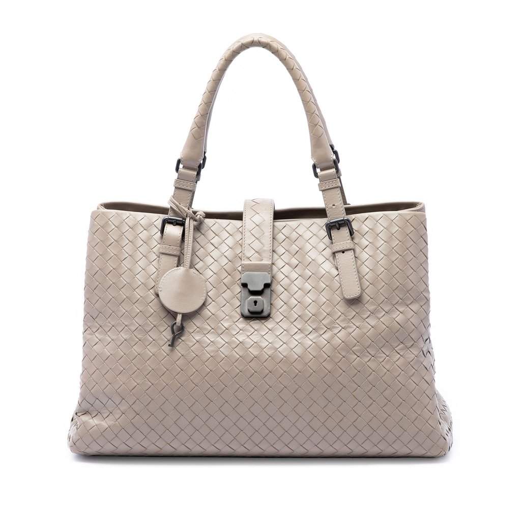 Bottega Veneta Medium Nappa Intrecciato Roma Tote Brown Leather Very good - Front View