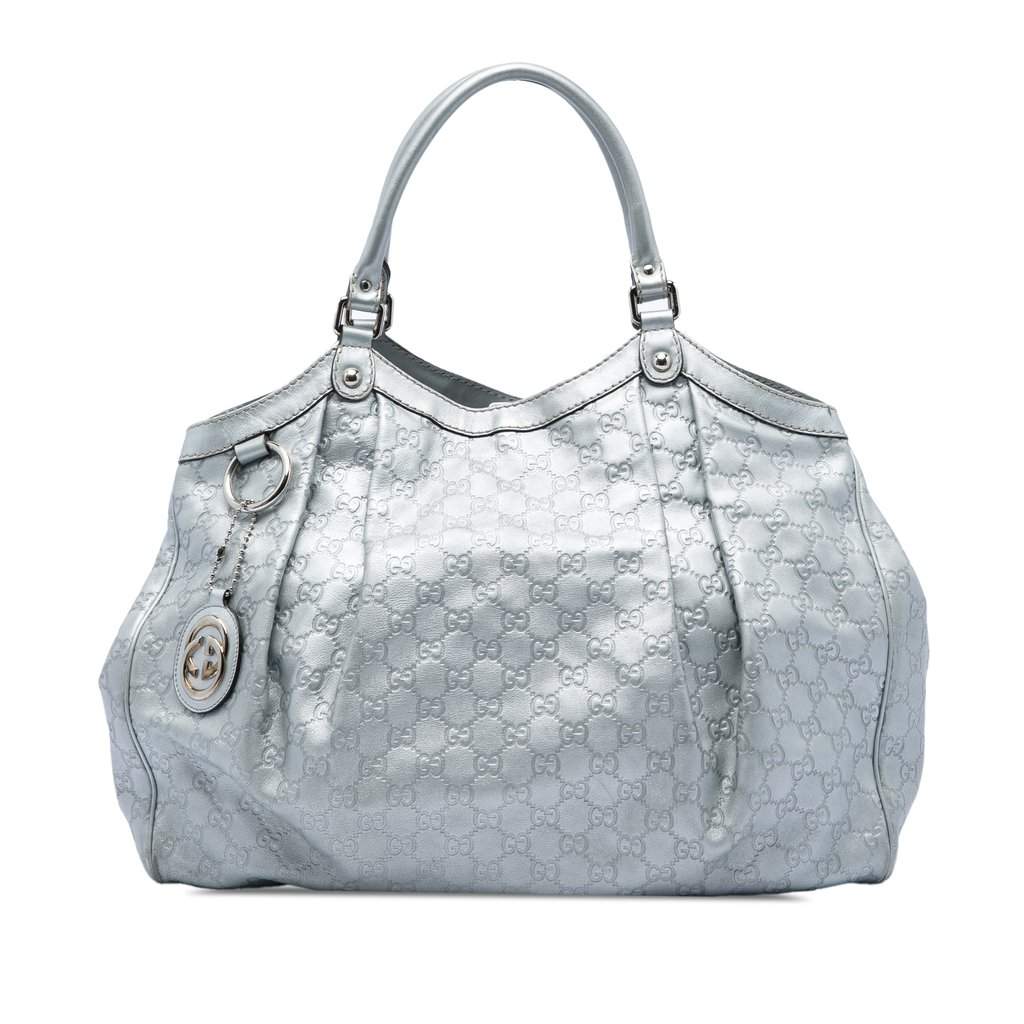 Gucci Large Guccissima Sukey Tote Silver Leather Very good - Front View