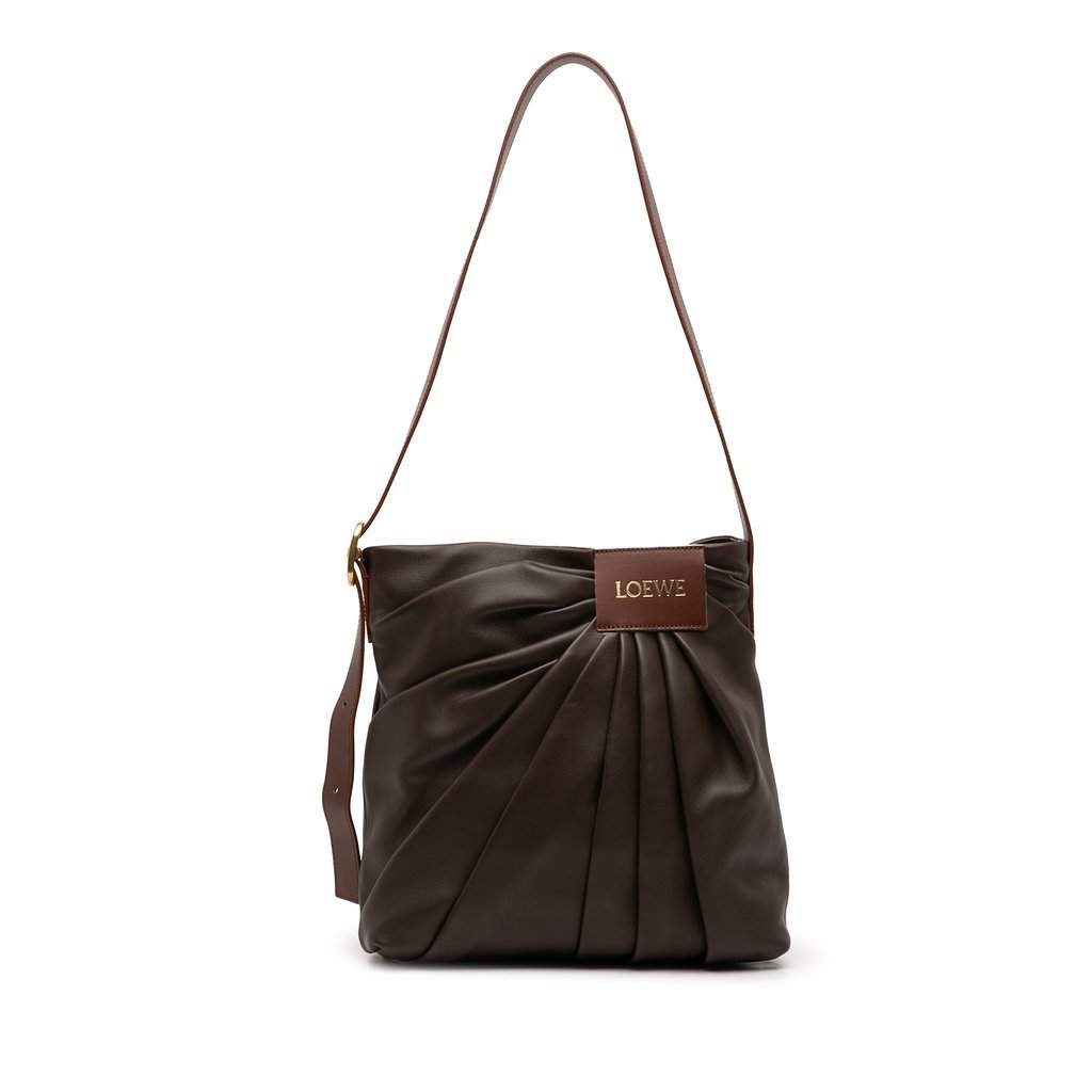 Loewe Mellow Nappa Draped Tote Brown Leather Very good - Front View
