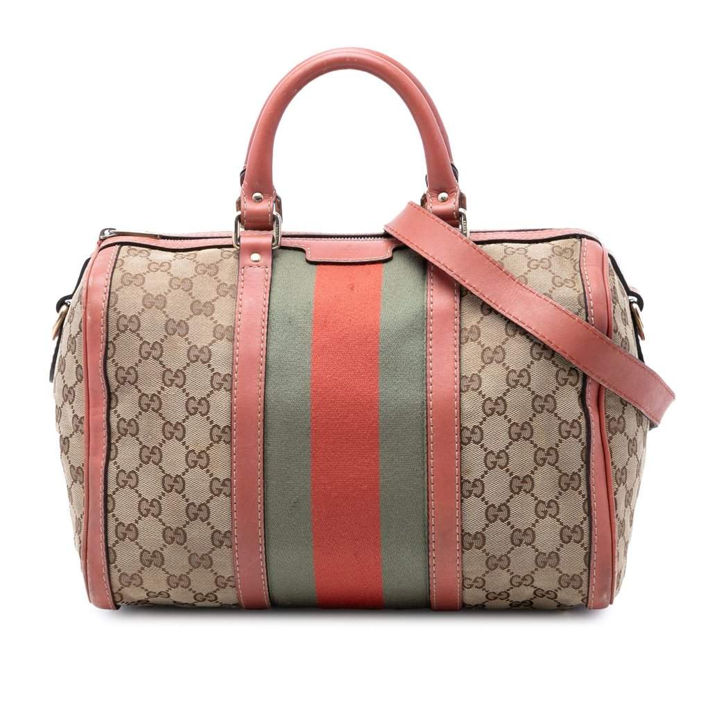 Gucci Medium GG Canvas Web Joy Boston Bag Beige Very good condition - Front View