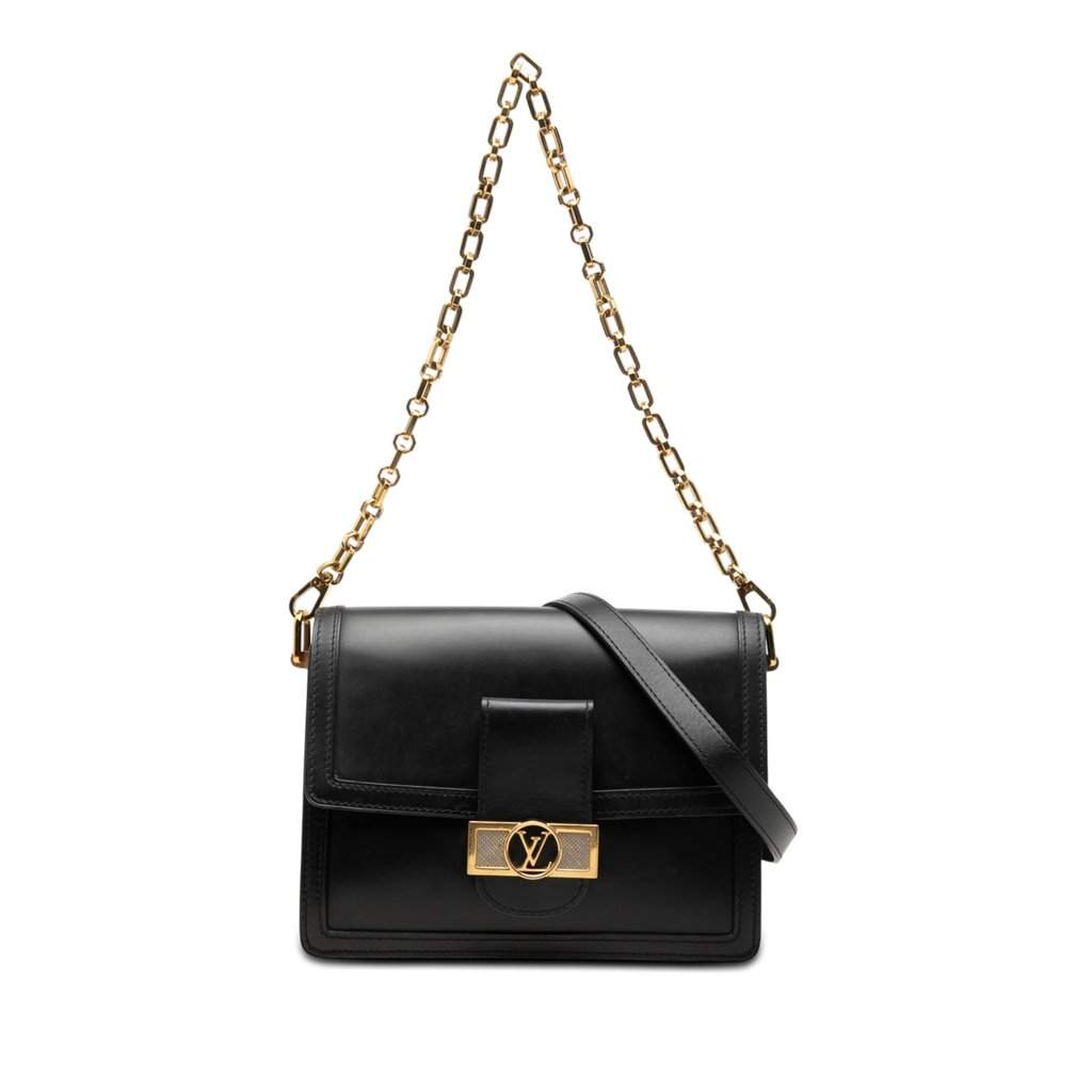 Louis Vuitton Calfskin Leather Dauphine MM Black Leather Very good condition - Front View