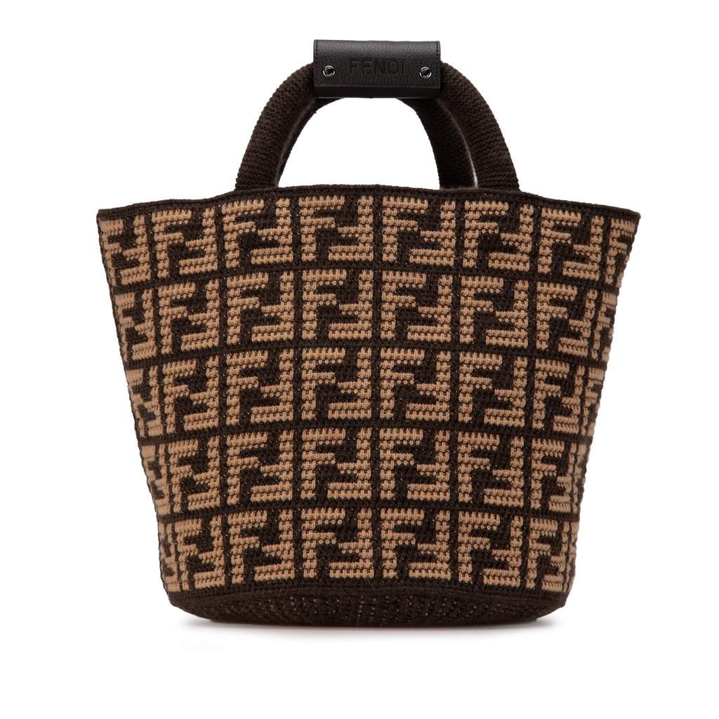 Fendi Zucca Cashmere Shopping Tote Brown Very good condition - Front View