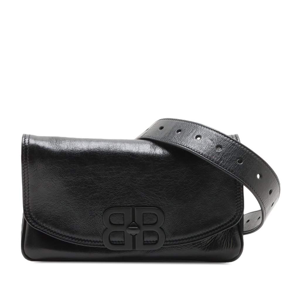 Balenciaga Small Leather BB Soft Flap Satchel Black Leather Very good condition - Front View