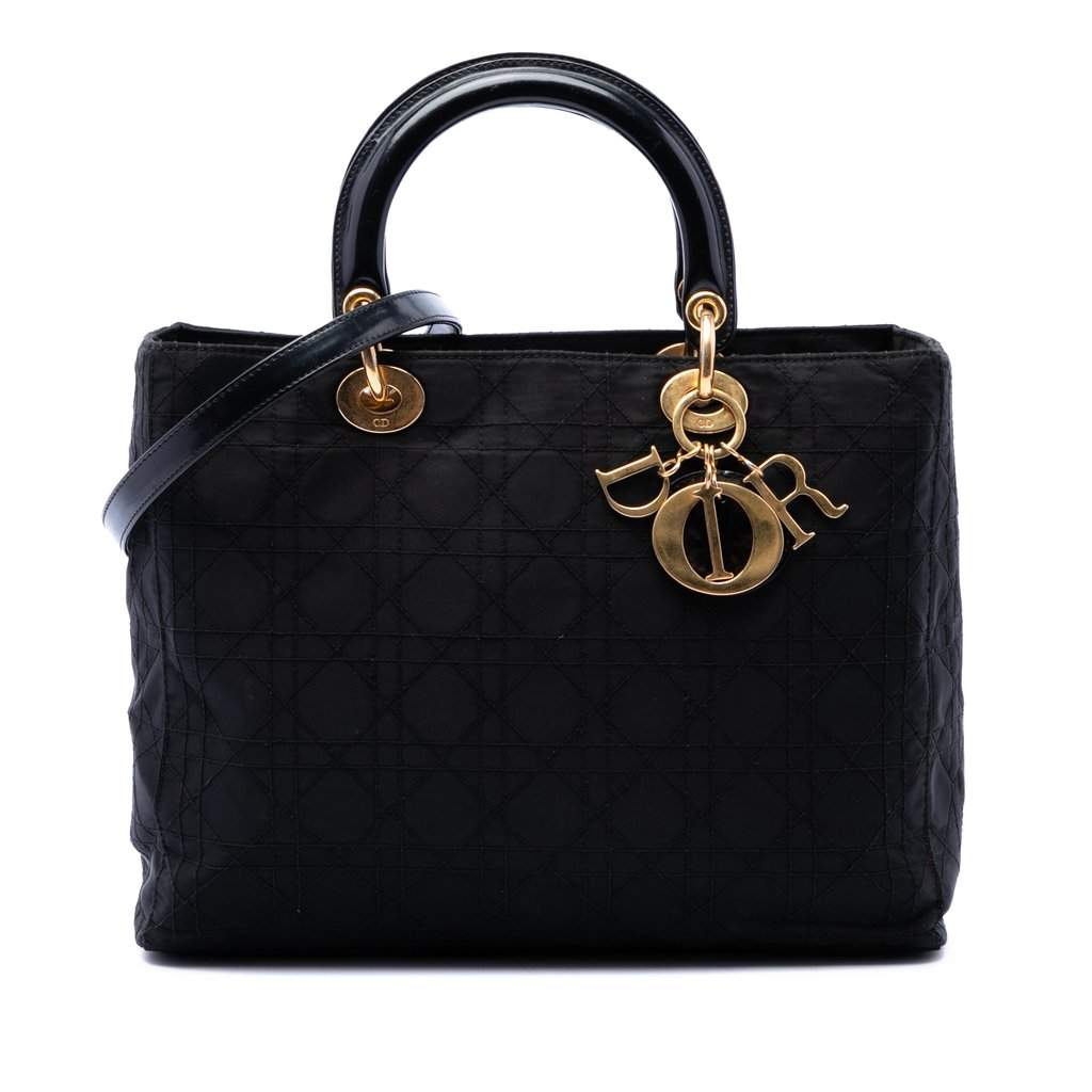 Dior Large Nylon Cannage Lady Dior Black Very good condition - Front View