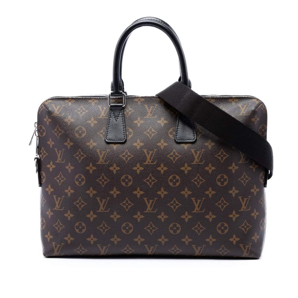 Louis Vuitton Monogram Macassar Porte Documents Jour Brown Very good - Front View