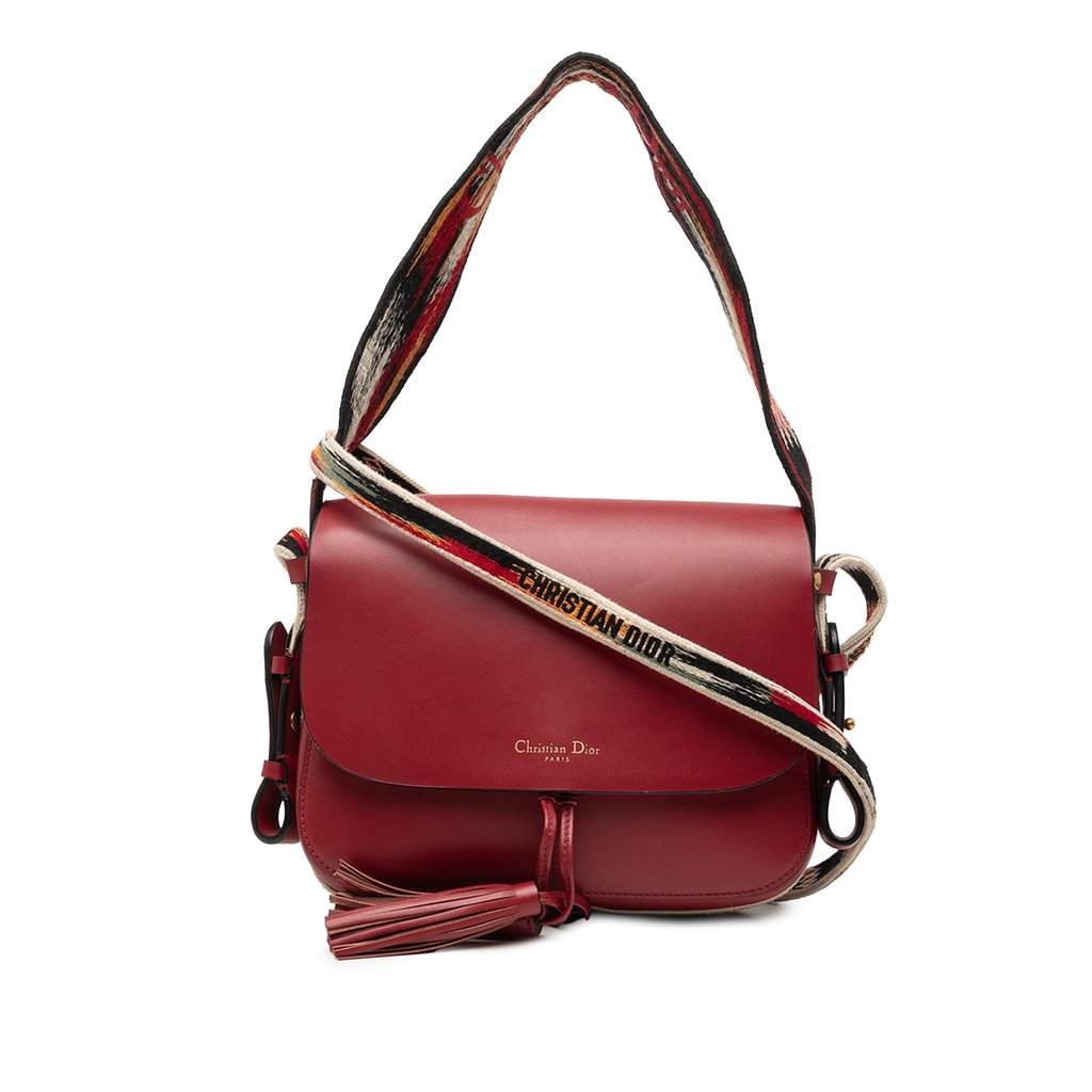 Dior Calfskin DiorOdeo Flap Red Leather Very good condition - Front View