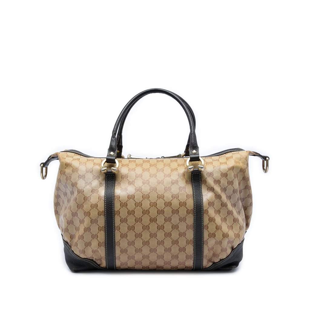 Gucci GG Crystal Horsebit Nail Boston Bag Beige Very good - Front View