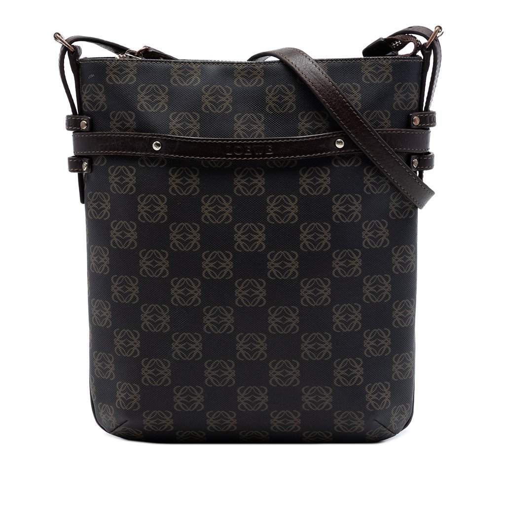 Loewe Anagram Coated Canvas Crossbody Brown Very good condition - Front View
