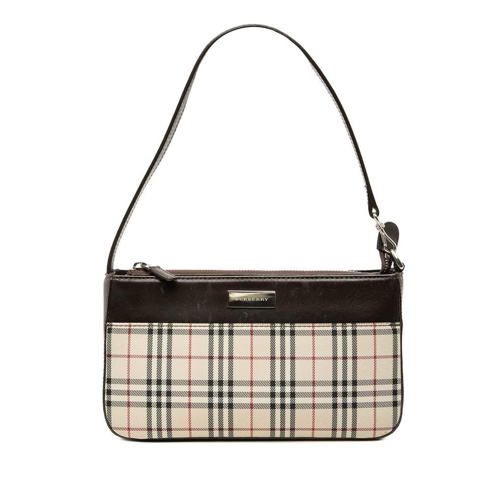 Burberry House Check Canvas Shoulder Bag Beige Very good - Front View