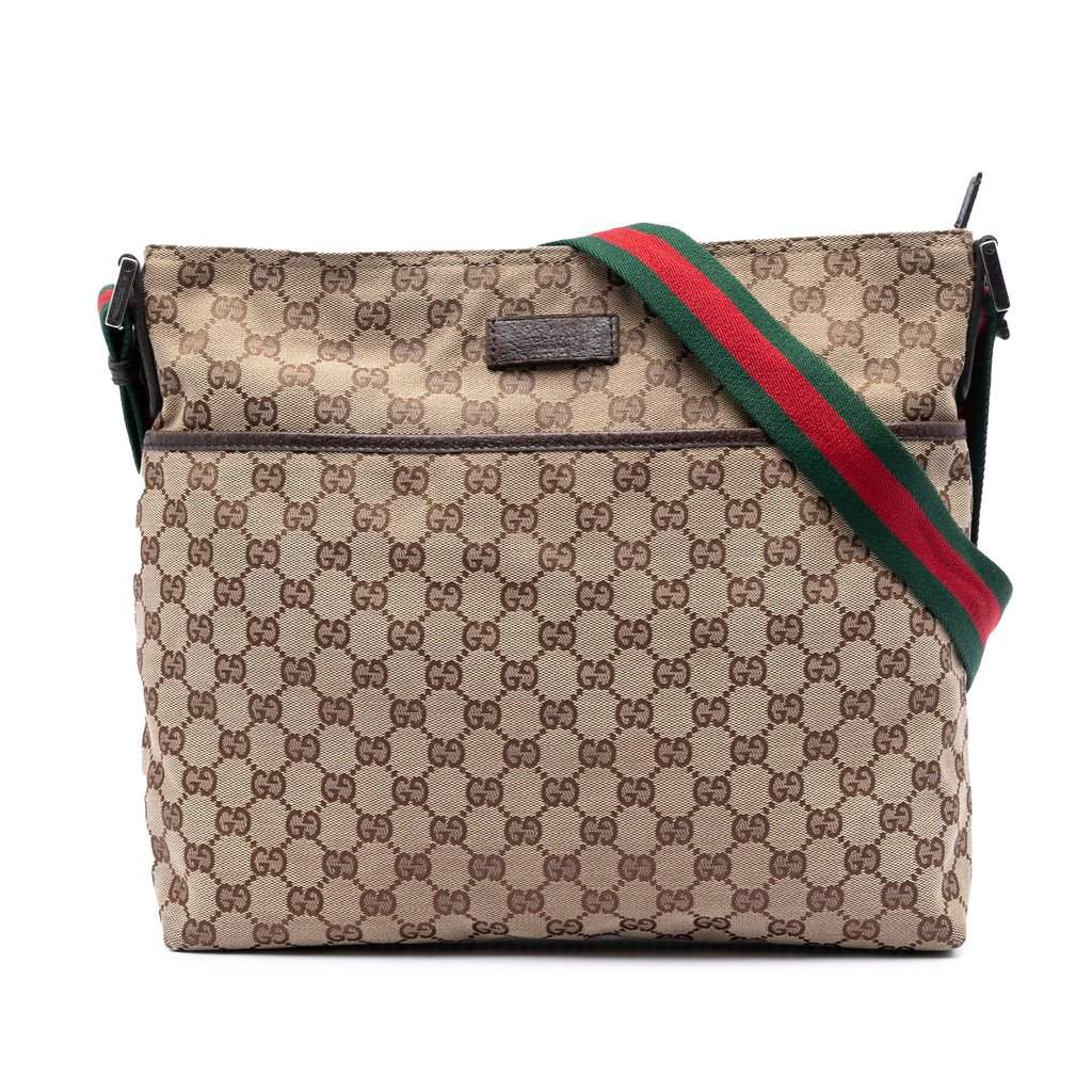 Gucci GG Canvas Web Crossbody Beige Very good - Front View