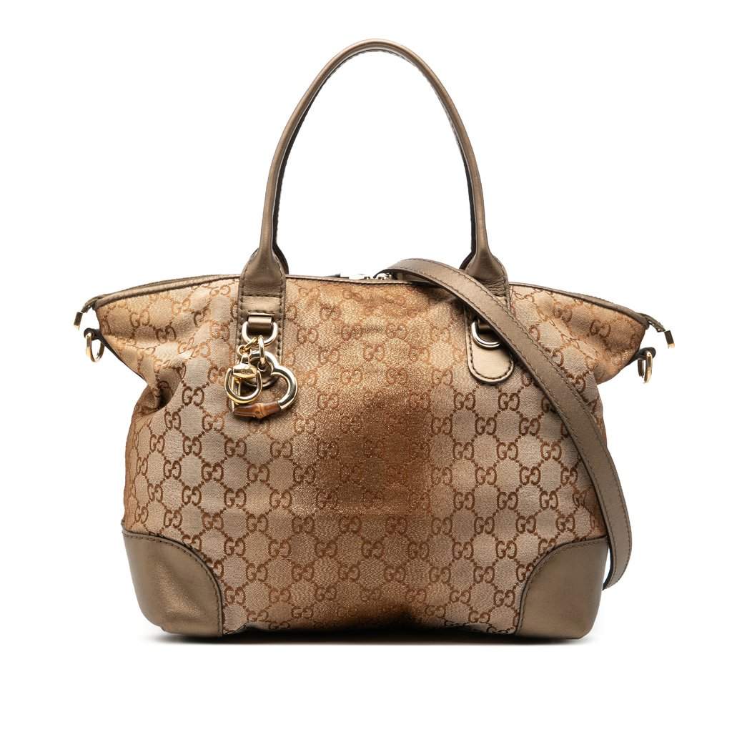 Gucci GG Lurex Heart Bit Satchel Brown Very good - Front View