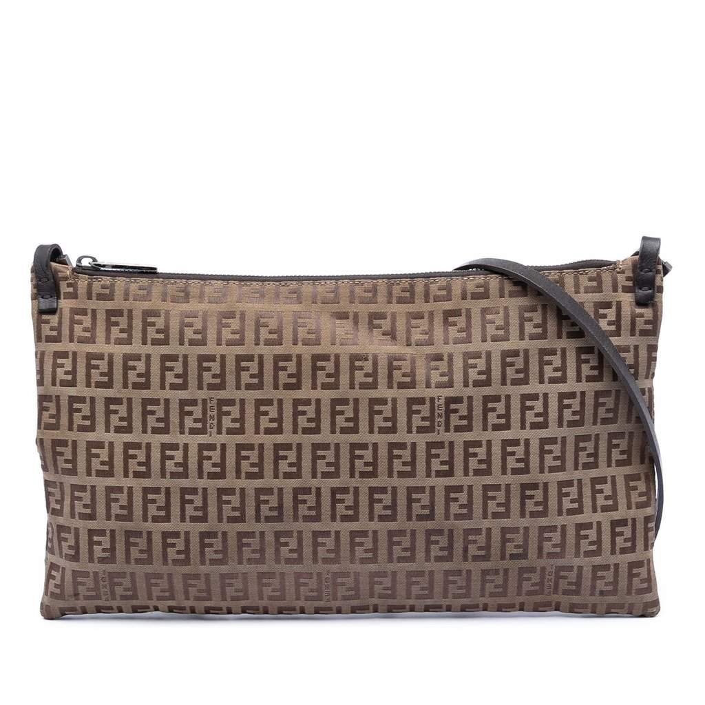 Fendi Zucchino Canvas Crossbody Beige Very good - Front View
