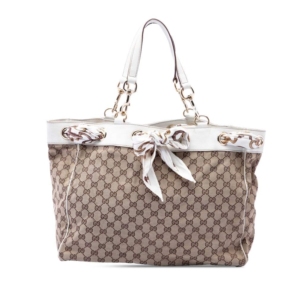 Gucci Large GG Canvas Positano Tote Beige Very good condition - Front View