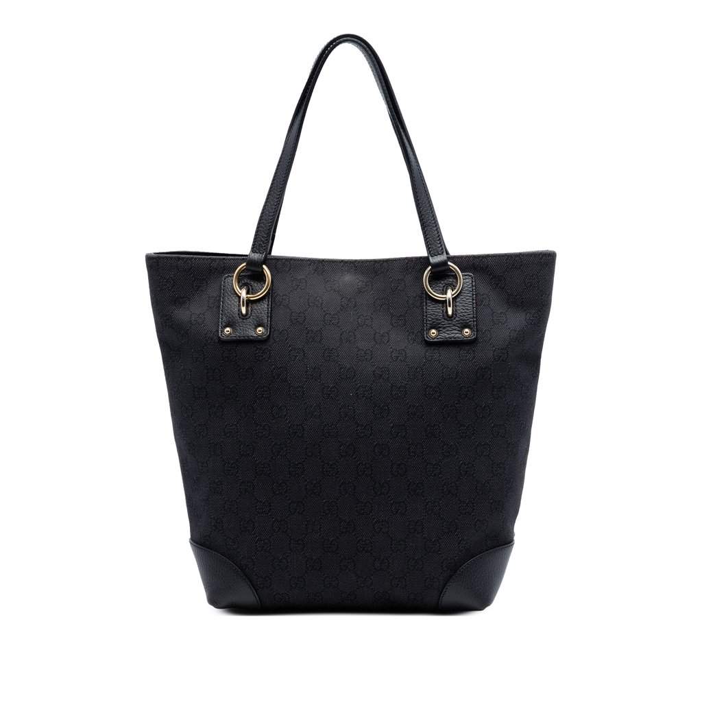 Gucci GG Denim Charm Tote Black Very good - Front View
