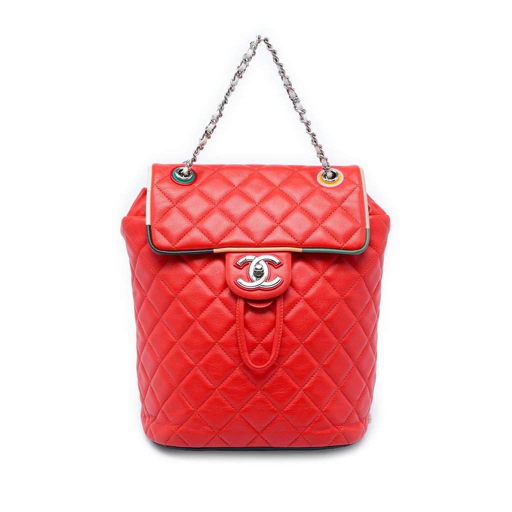 Chanel Small Lambskin Cuba Color Urban Spirit Backpack Red Leather Very good condition - Front View