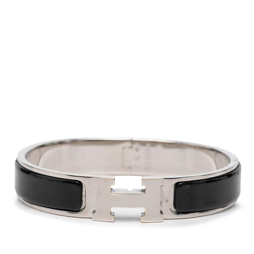 Hermès Narrow Enamel Clic H Bracelet PM Black Very good condition - Front View