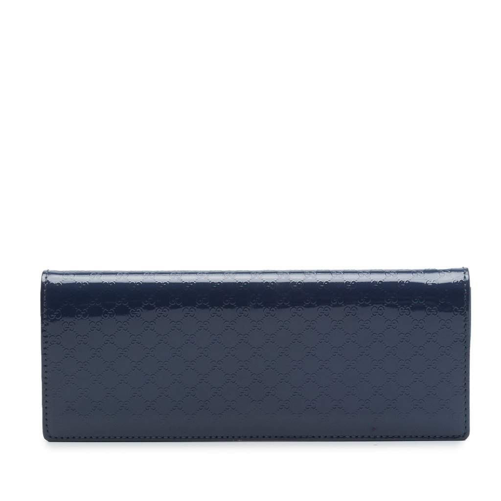 Gucci Microguccissima Patent Broadway Clutch Blue Leather Very good - Front View