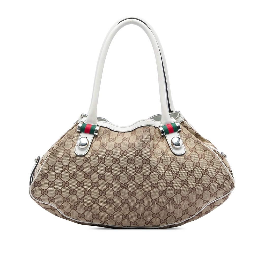 Gucci GG Canvas Web Match Ball Tote Beige Very good - Front View
