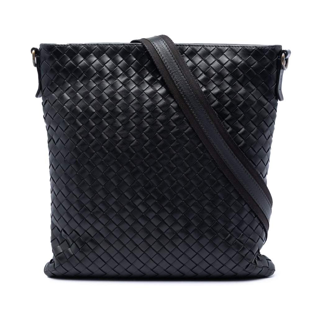 Bottega Veneta Nappa Intrecciato VN Crossbody Black Leather Very good condition - Front View