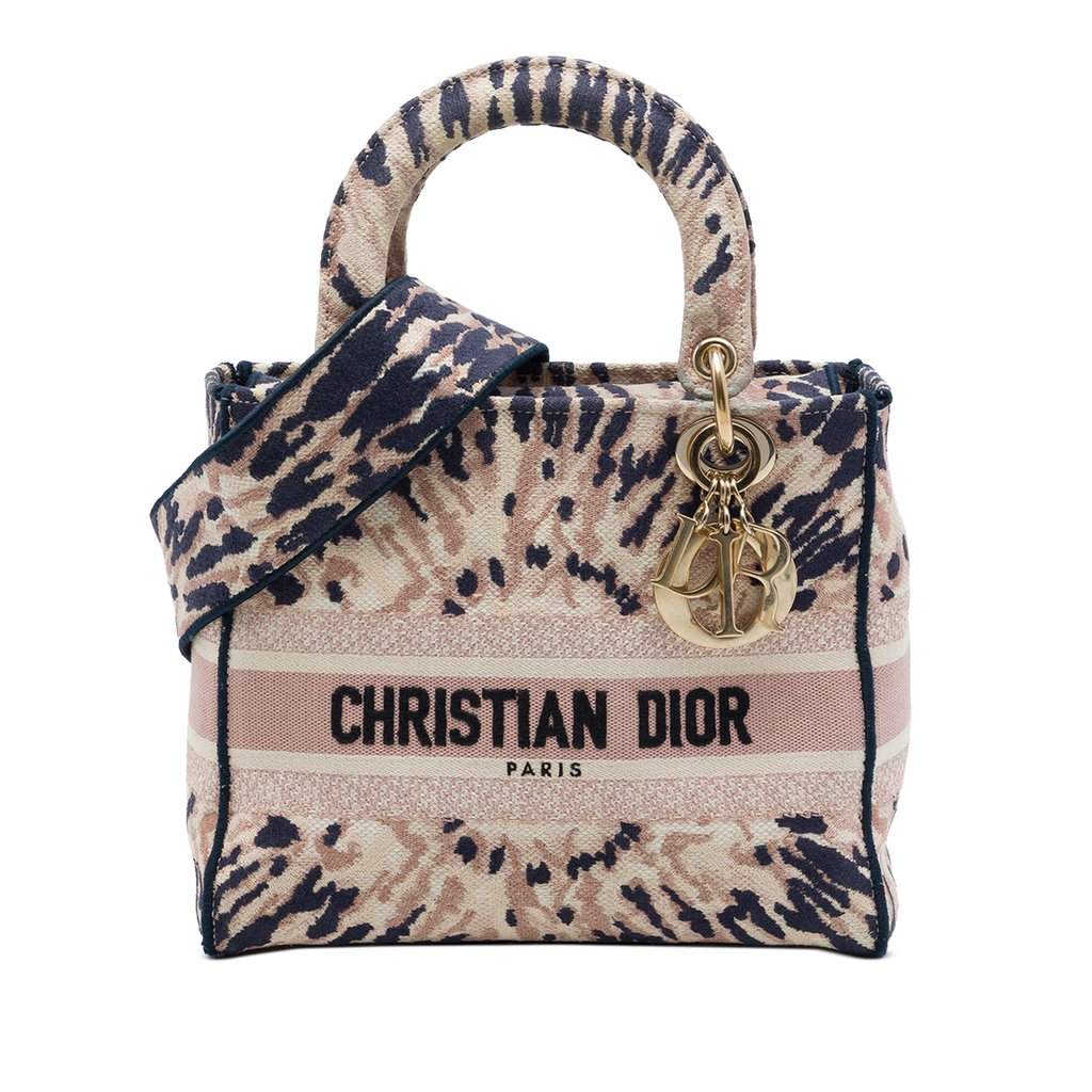 Dior Medium Embroidered Canvas Tie Dye Lady D Lite Pink Very good condition - Front View