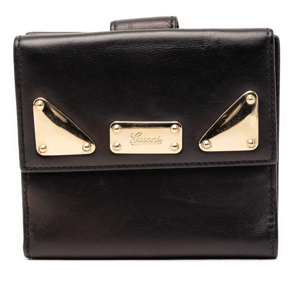 Gucci Calfskin Indy Bifold Wallet Black Leather Very good condition - Front View